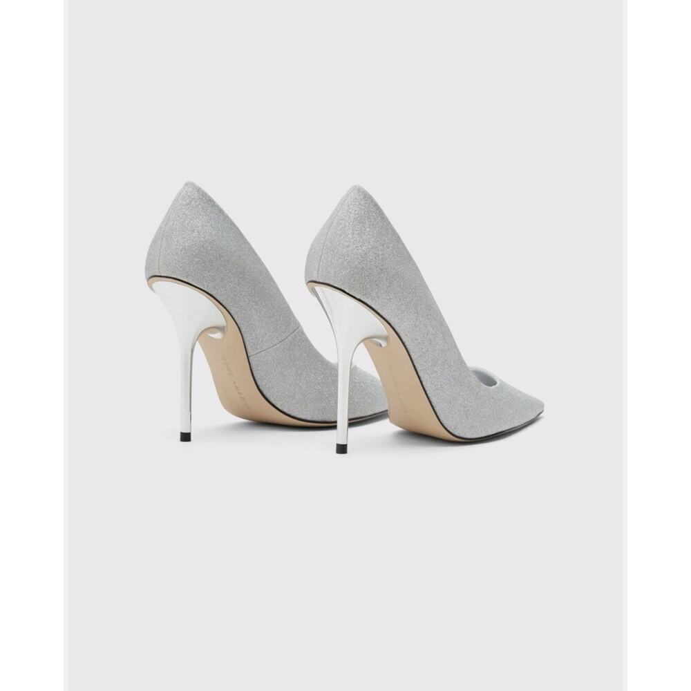 Good American Emma Silver Glitter Pumps Heels Women’s 8.5 Pointed Toe - Picture 7 of 16
